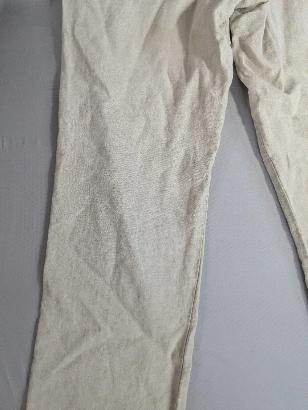 Eddie Bauer 100% Linen Pants Men’s 34x30 Beige Pleated Chino Coastal Old Money